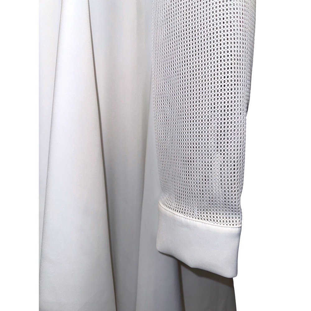 Gracia White Mesh Panel High-Low Button Down‎ Tunic Shirt D23566 Womens Medium - Picture 7 of 12